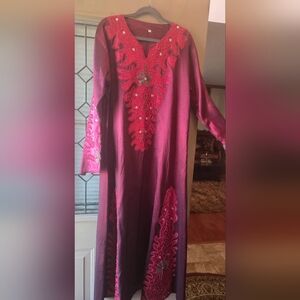 Elegant Maroon Embroidered Dress